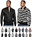 Enimay Men's Long Sleeve Full Zip Cadet Collar Striped Sweater Winter Fashion