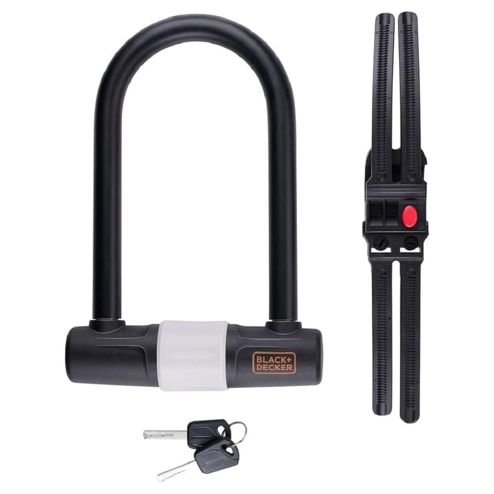 BLACK+DECKER Shackle Lock – Bicycle Lock Scooter Lock – Diameter 14 x 25 cm – 3 Spare Keys