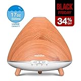 Essential Oil Diffuser, multifun 17OZ (500ml) Cool Mist Humidifier with Woodgrain, 98sq.ft Coverage Super Silent Ultrasonic Aroma Diffuser with Low Water Auto Shut-off for Bedroom Office Home