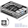 GeeekPi Acrylic Case for Raspberry Pi 4 Model B, Raspberry Pi Case with Cooling Fan Raspberry Pi Heatsinks for Raspberry Pi 4