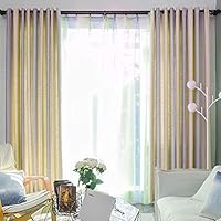 Macohome Stripe Decorative Curtain Linen Room Darkening Window Treatment Green Blackout Drapes for Living Room 2 Panels Grommet Top Set, NOT Full Blackout (Green, 100" W x 102" L)