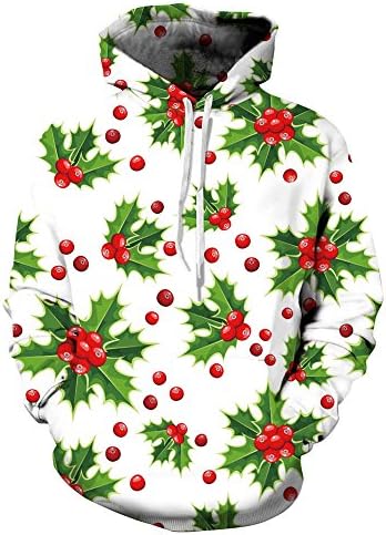 Qika Women Men Christmas Unisex 3d Laser Print Long sleeve Hoodie Sweatshirt