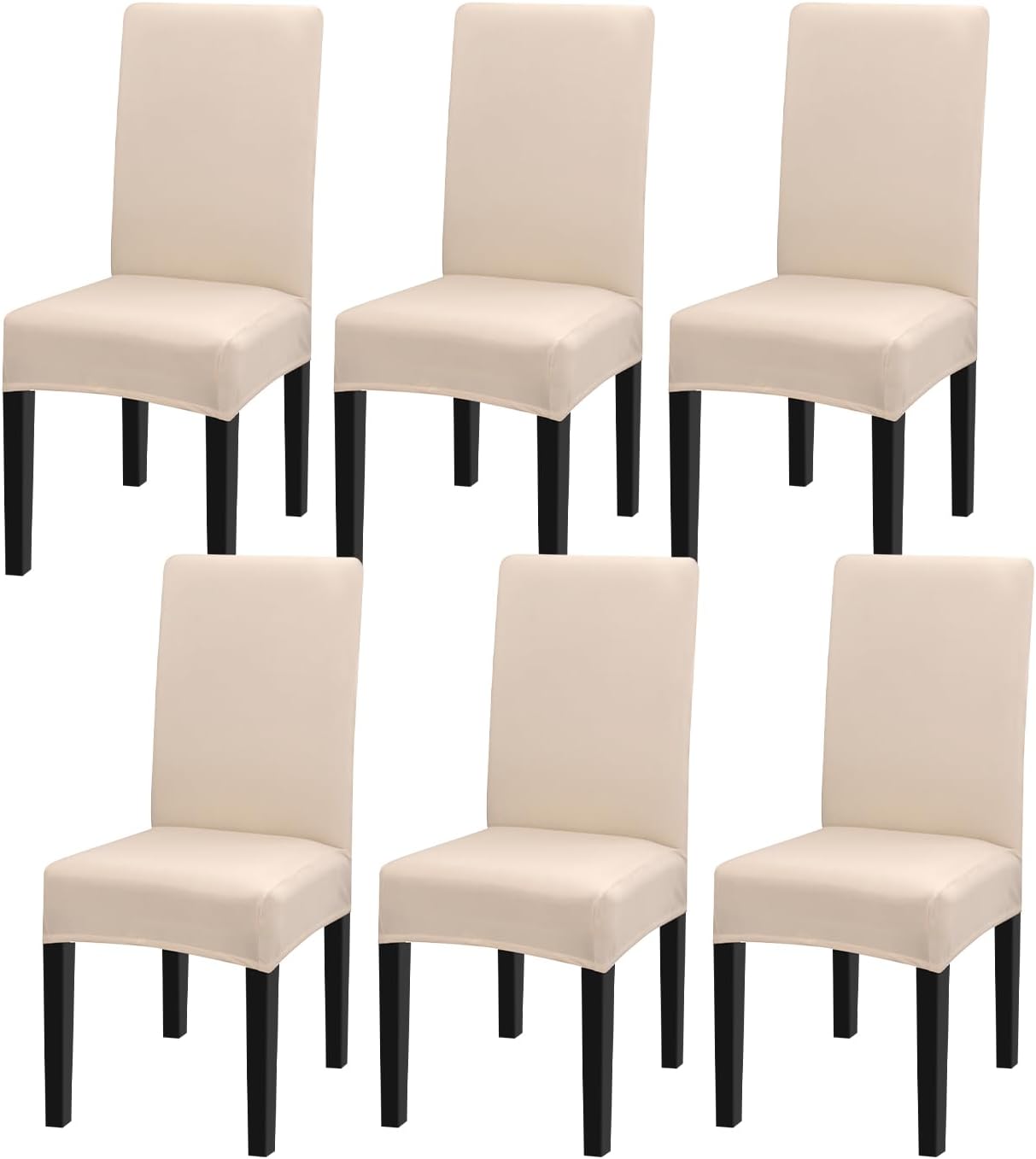 Slipcovers - Miaotto Chair Covers for Dining Room Stretch Dining Chair Covers Set of 6 Parsons Chair Slipcover Removable Washable Kitchen Chair Slipcovers for Dining Room Party Banquet,Beige