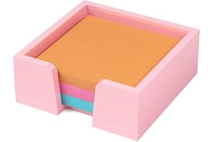 Beego Sticky Note Holder Organizer - 3x3 in Lightpink Acrylic Notepad Holder Acrylic Sticky Note Dispenser Cute Memo Holder (NO PADS) for Dorm Room Office Desk Organization