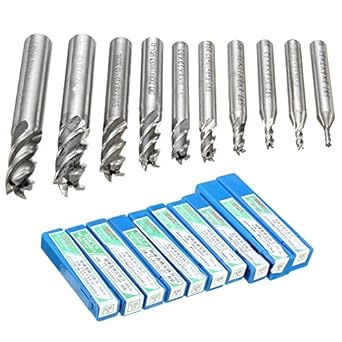 Generic 10pcs HSS Aluminum 4 Flute End Mill CNC Tools Milling Drill Bits for Milling Cutters 2-10mm