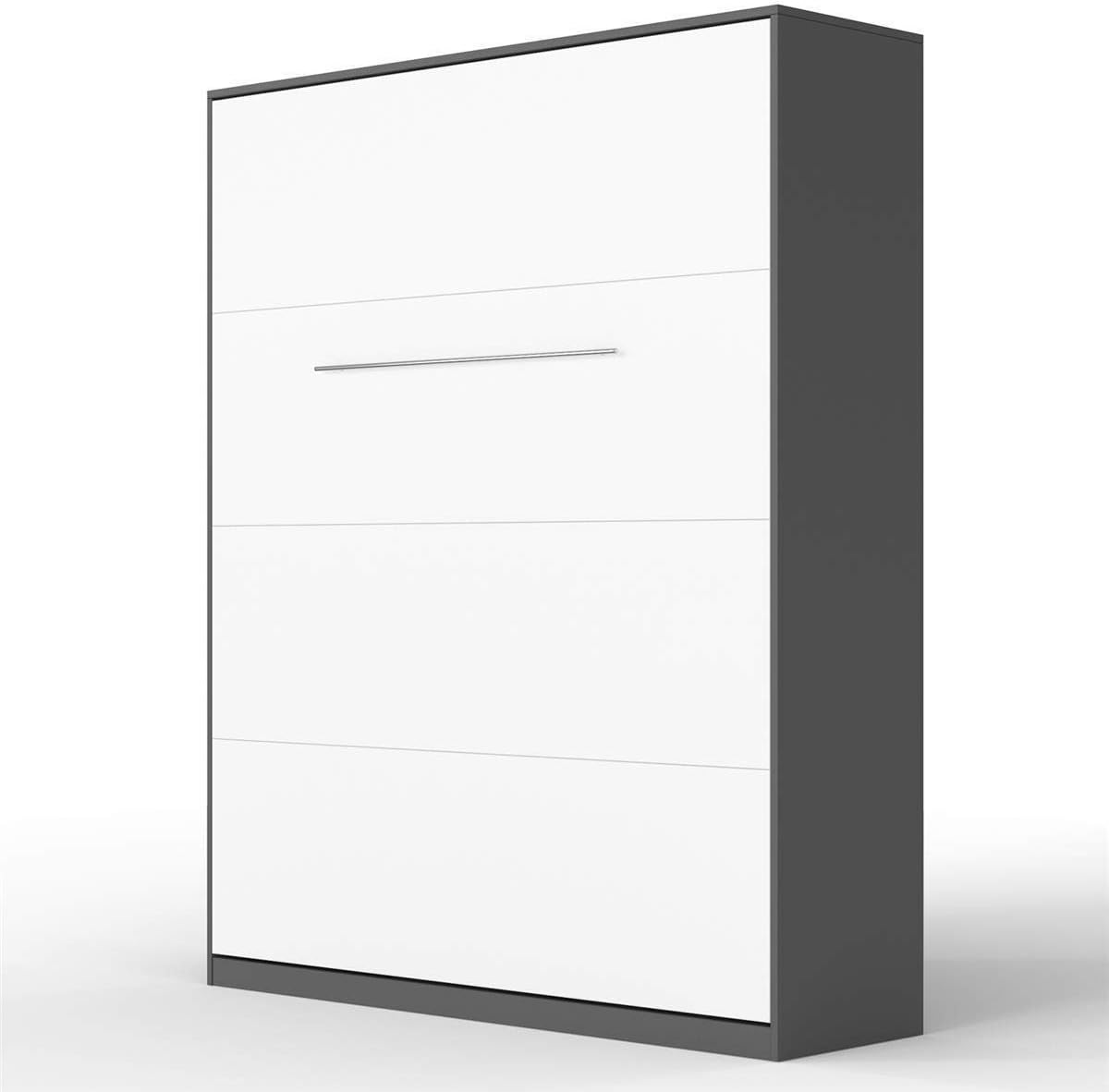 SMARTBett Standard folding wall bed with gas pressure springs (Anthracite/White, 160x200 Vertical Standard)