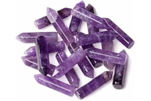 YATOJUZI 20PCS Amethyst Natural Healing Crystals Stones Sets Polished Tumbled Pocket Gemstones Bulk Wholesale Hexagonal Points Reiki Energy Balancing Chakra Meditation Therapy Gift for Women Men