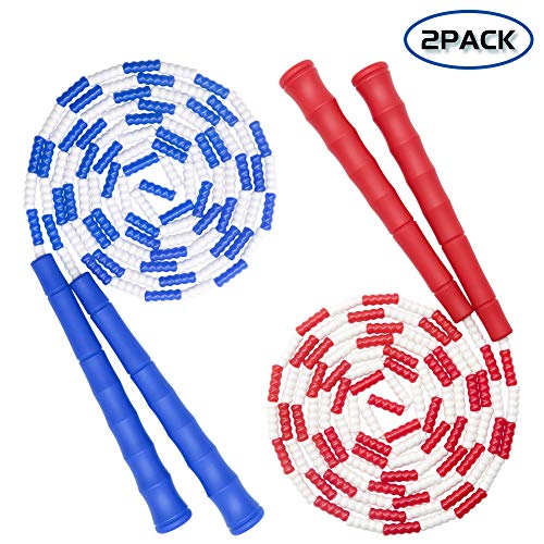 2 Pack Soft Beaded Jump Rope, Adjustable TangleFree Skipping Rope for