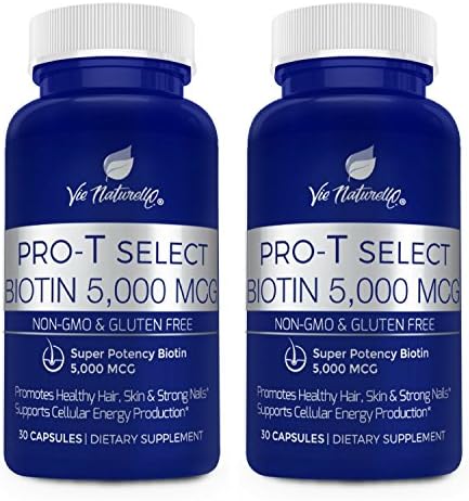 Vie Naturelle Biotin For Hair Growth 5,000 MCG - Super Potency Hair Loss Vitamins (60 Day Supply)