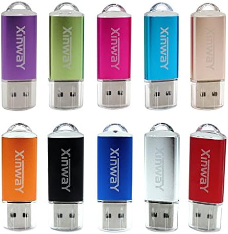 XinwaY 10 Pack 2GB USB 2.0 Flash Drive Thumb Drives Memory Stick(2GB, 10 Colors)