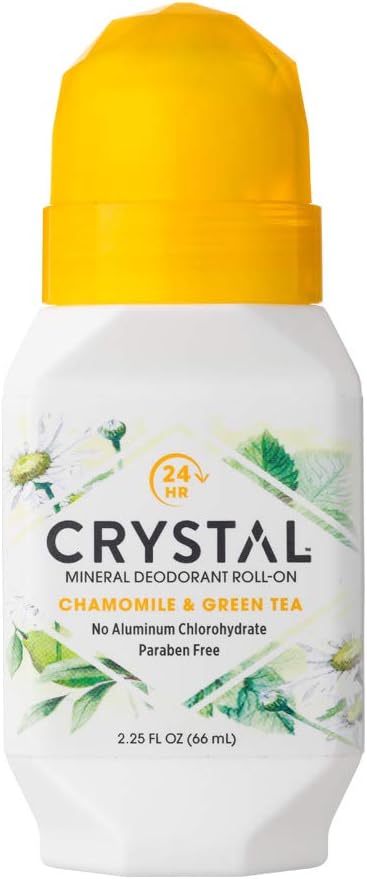 Crystal Mineral Deodorant Roll-On, Chamomile & Green Tea, 2.25 fl oz (Pack of 12)