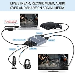 Capture Card 1080p 60fps, 4K HDMI Video Game