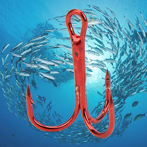 Angeln Drillingshaken, 100 Stück Rote Drillingshaken Angelhaken aus Kohlenstoffstahl Angelhaken Angelzubehör – Bild 8