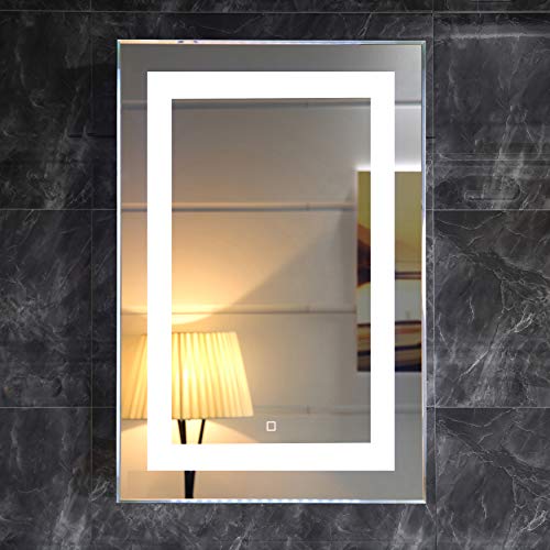 24X36 Inch Wall Mounted Led Lighted Bathroom Mirror with Touch Switch