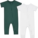 Aablexema Baby Romper Bamboo Rayon Short Sleeve Footless Pajamas 2 Way Zipper Summer Jumpsuit Outfit