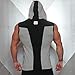 EU Men's Fitness Workout Gym Sleeveless Hoodie Bodybuilding Muscle Vest Light Grey US Large/Tag Size 2XL