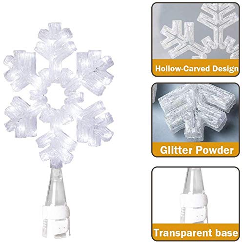 EAMBRITE Snowflake Christmas Tree Topper, 13 Inch White Snowflake Tree Topper with 50 Cool White Lights and 9 Modes… 6 EAMBRITE Snowflake Christmas Tree Topper, 13 Inch White Snowflake Tree Topper with 50 Cool White Lights and 9 Modes… - Image 5