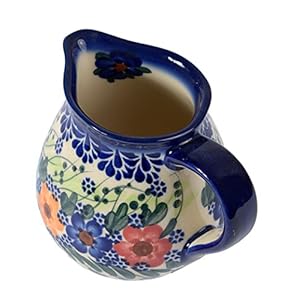 Traditional Polish Pottery, Handcrafted Ceramic Cream or Milk Jug 275ml, Boleslawiec Style Pattern, J.101.Garland