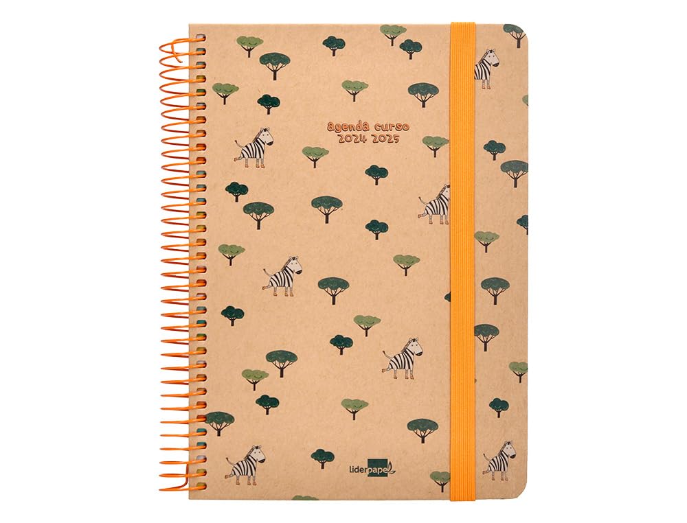 Academic Diary Leaderpapel Year 24-25 School Classic Zebra Day Page DIN A5 Paper FSC Elastic Band