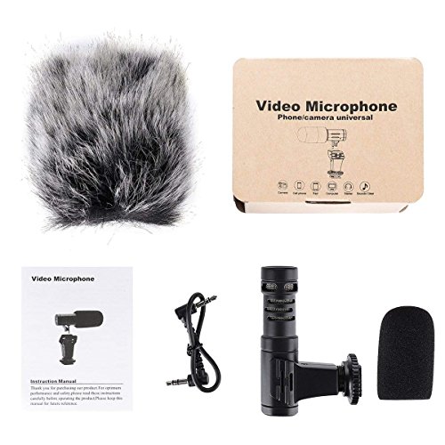 Camera Microphone, EIVOTOR Mic-06 3.5mm Digital Video Recording Microphone for D-SLR Camera, DV Camera, Mobile Phone and Computer, Black