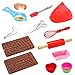 SANBANFU Kids Cooking Baking Set Baking Supplies Cupcake Decorating kit-40 pcs Include Silicone Chocolate Molds,Cupcake Cups,Cake Decorating kit,Cookie Cutters,Measuring Spoons,Rolling Pin