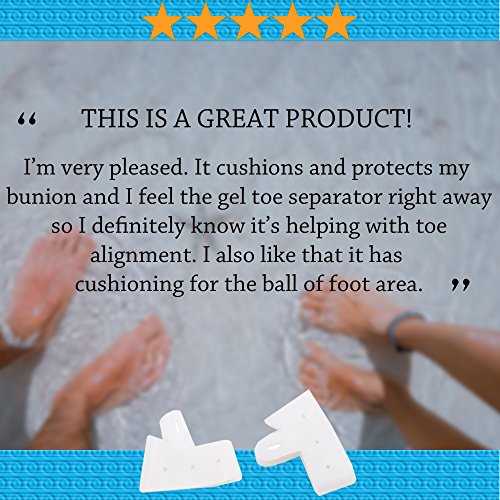 (2 Pairs) Bunion Pads and Toe Spacer Deluxe Combo/Bunion Cushion with Silicone Gel Separators - Gel Toe Straightener Bunion Relief Pads and Toe Alignment- Big Toe Separator - Thumbnail 5