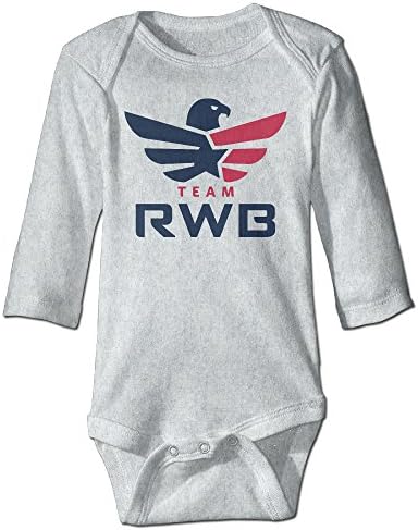 PGiG Baby's Team RWB Logo RGB Hanging Bodysuit Romper Playsuit Outfits Clothes Climbing Clothes Long Sleeve Ash