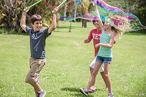 WOWmazing Giant Bubble Wands Kit: (4-Piece Set) | Incl. Wand, Big Bubble Concentrate and Tips & Trick Booklet | Outdoor Toy for Kids, Boys, Girls | Bubbles Made in The USA