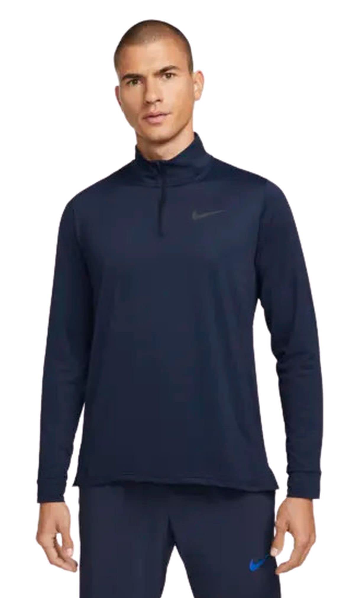 Photo 1 of Nike Pro Dri-FIT Men's 1/4-Zip Hyper Dry Training Top, Obsidian/Game Royal/Black, Large