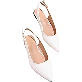 OYOANGLE Women's Slingback Flats Elegant Pointed Toe Ballet Flats with Buckle Strap Work Dressy Shoes