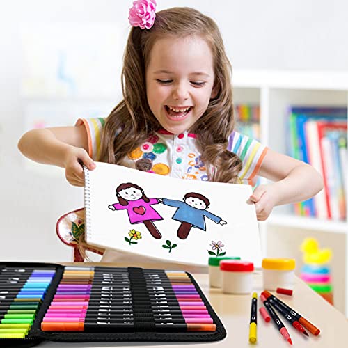 SCOPOW Markers for Adult Coloring 60 Dual Brush Marker Pen Set with