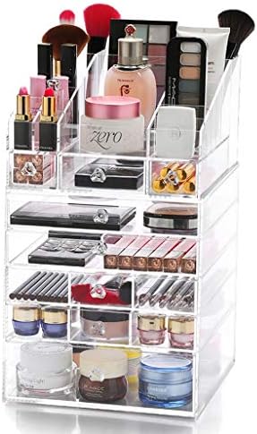 Zhzpsn Cosmetic Makeup and Jewelry Storage Case Display Spacious Design Great for Bathroom Dresser Vanity and Countertop (5 Large, 3 Small Drawers, 19 Slots)