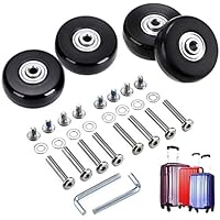 doublesmt Rubber Wheel Roller Suitcase Repair Parts Luggage Suitcase Replacement 4 x Wheels, 4 x 33mm Axles 4 x 36mm Axles 8 x Axles Screws 8 x Washers 2 x Wrenches (50MM X 4 Set)