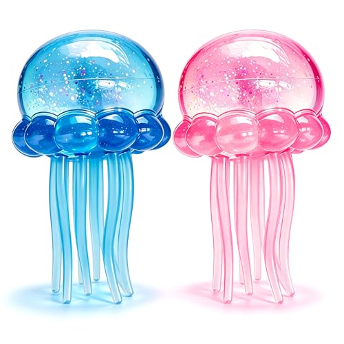 2Pcs Jellyfish Squeeze Toys, Drop Malt Sugar Balls Relieve Stress, Fidget Toy with a Super Solid for Kids, Sensory Toys for Anxiety and Stress Relief, Summer Party Gifts for Kids and Adult