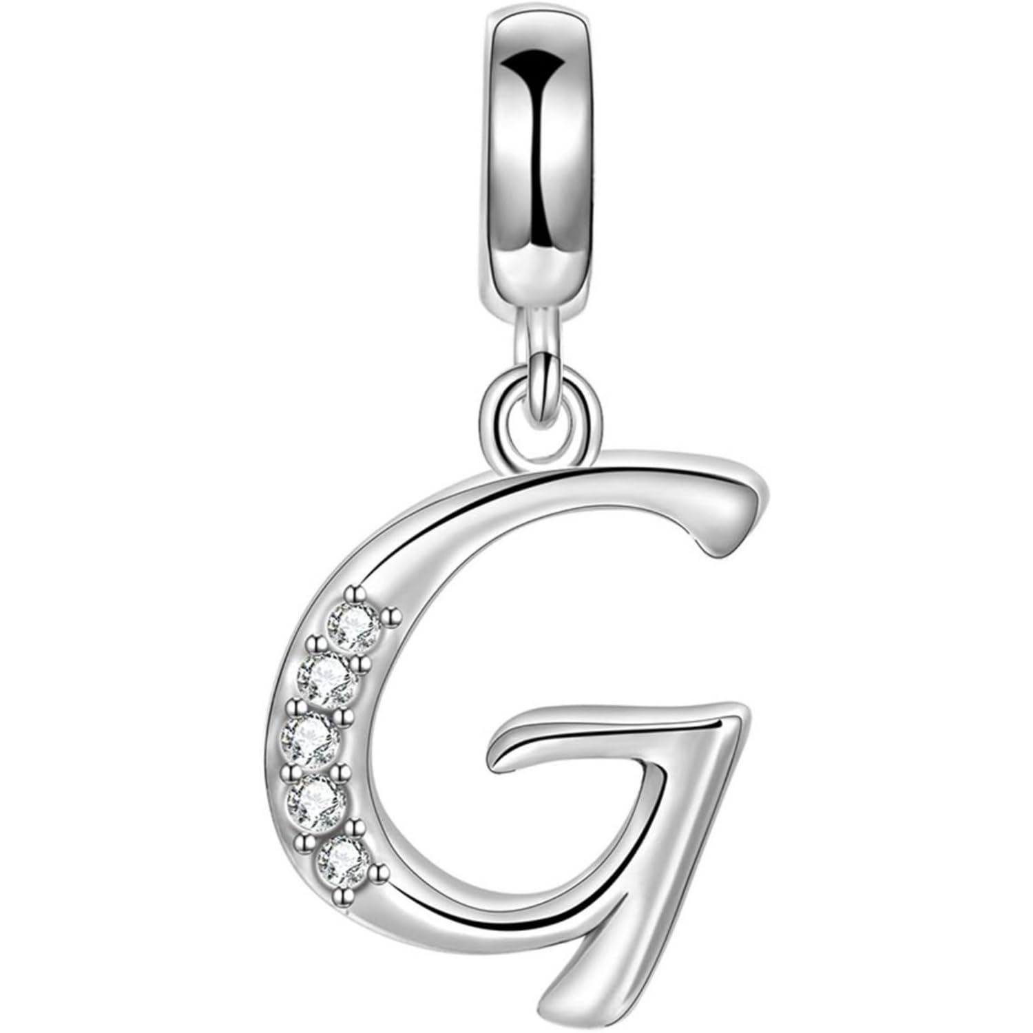 Jewellbox Sterling Silver 925 Letter G Initial Dangle Pendant Charm for Bracelets and Necklaces