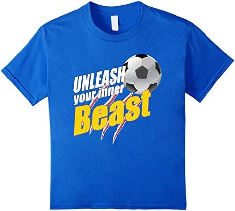Kids Motivational Soccer  T-Shirt - Unleash Your Inner Beast 4 Royal Blue