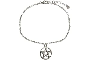 Silver Plated Pentagram Anklet, Pentacle Ankle Bracelet, Pagan, Wiccan, Summer Beach Jewelry