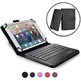Cooper Infinite Executive Keyboard case for 7'' - 8'' inch Tablets | 2-in-1 Bluetooth Wireless Keyboard &amp; Leather Folio Cover | Universal Fit, Stand, Vegan Leather, 100HR Battery, 14 Hotkeys (Black)