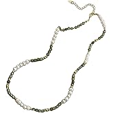 Tiger Eye Choker Necklace Pearl Natural Gemstone Handmade Chain 18K Gold Jewelry Birthday Gift for Women 17inch Valentine Gift for Her