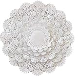 Round paper Lace Table Doilies – 4, 5, 6, 8, 10 and 12 inch Assorted Sizes; White Decorative Tableware papers Placemats, (Variety pack of 120 – 20 of each)