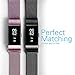 Tecson Magnetic Bands Compatible Fitbit Charge 2 (Pack of 2), Stainless Steel Metal Milanese Replacement Strap with Magnet Lock for Fitbit Charge 2, Rose Pink and Black