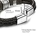 FIBO STEEL Stainless Steel Braided Leather Bracelet for Men Cuff Bracelet 8.5 inches Brown