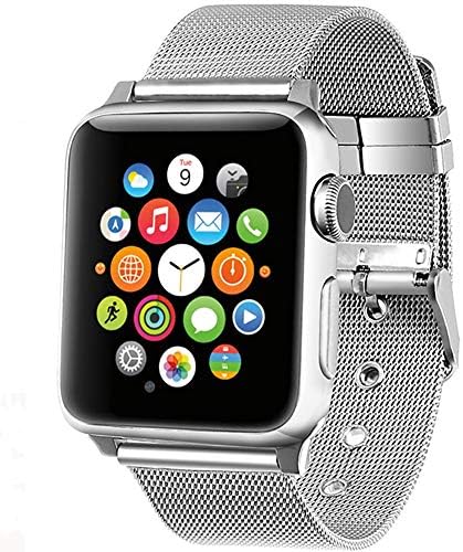 AGUARA Compatible with Apple Watch Band 38mm 40mm, Mesh Loop Stainless Steel Strap with Magnetic Closure & Classic Buckle Replacement for iWatch Band Series 4/3/2/1 Sport and Edition