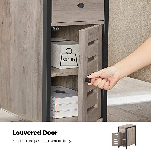 VASAGLE Lowell Narrow Side Table, Nightstand with Drawer, Shutter Door