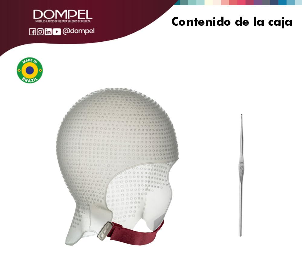 DOMPEL Sparta 2.4K Silicone Highlight Hair Cap, White | Perfect Highlights | 2,400 Strategically Positioned Holes | Curved Design for a Perfect Fit | Reusable