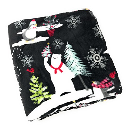 Morgan Home Winter Christmas Polar Bear Penguin Snowflake Throw Blanket, 50-inch x 60-inch