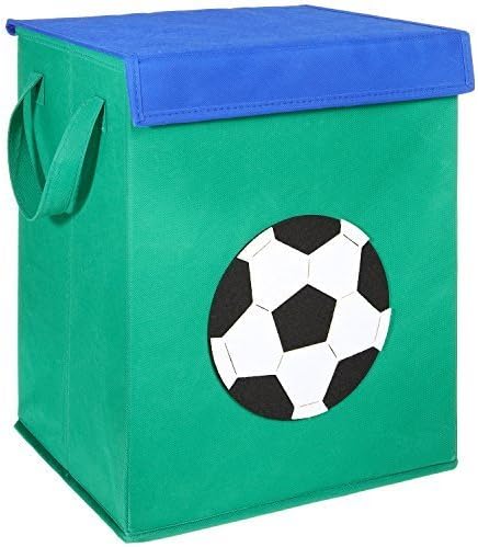 LOMOS Foldable Toy Box with Colorful Motifs and Lots of Storage Space and Cover (37x 30x 26cm)