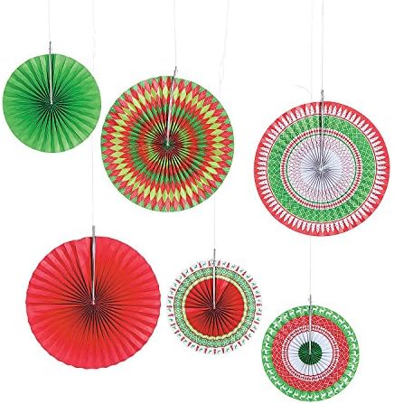 Fun Express Ugly Sweater Hanging Fans For Christmas Party Decor Hanging Decor Misc Hanging Decor