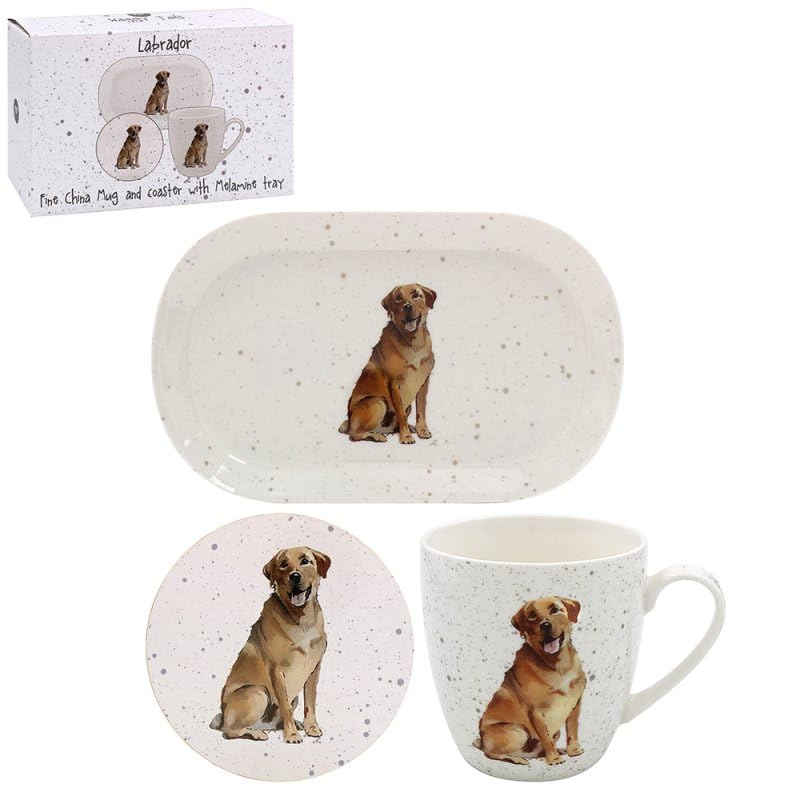 The Leonardo Collection Mug, Coaster and Snack Tray - Yellow Labrador