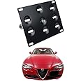 Dewhel Front Bumper Tow Hook License Plate Mount Bracket Holder Bolt On for 2017-up Alfa Romeo Giulia